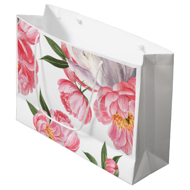 Schöne Rosen Große Geschenktüte (Vorderseite Schrägansicht)