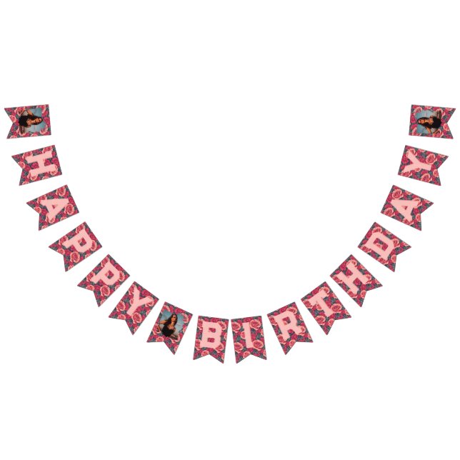 Schöne Rosen-Themen-Geburtstag Wimpelkette (Alle)