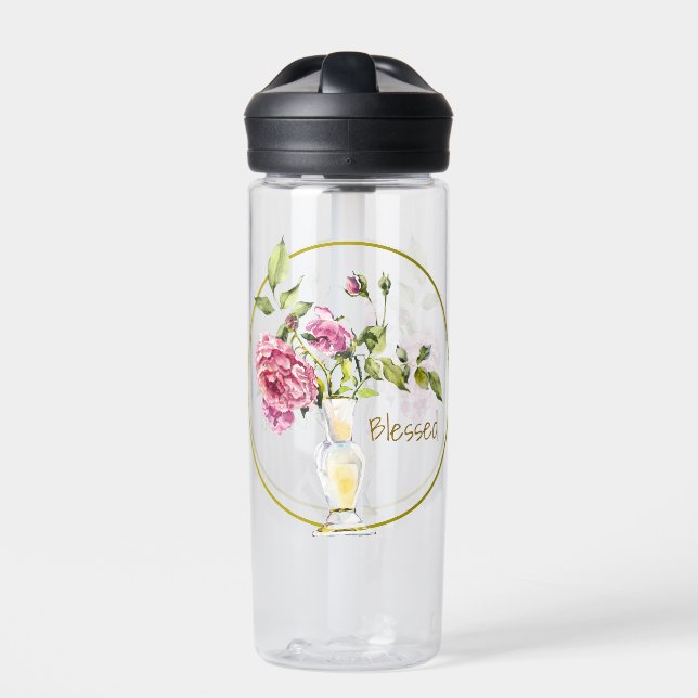 Schöne Rosen und Vase Trinkflasche (Vorderseite)