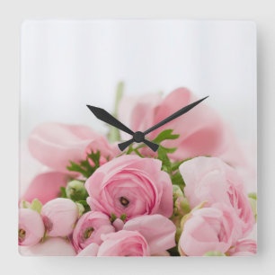 Schöne Rosenbouquet Quadratische Wanduhr
