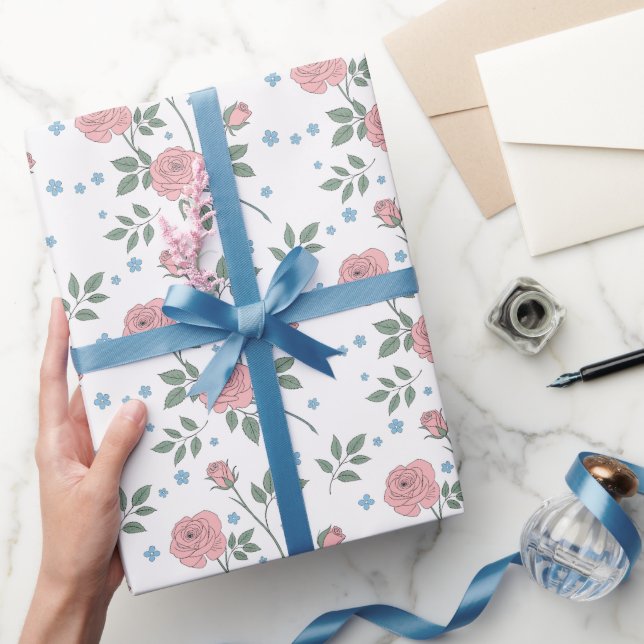 Schöne RosenIllustration - Romantische Flora Geschenkpapier (Schenken)