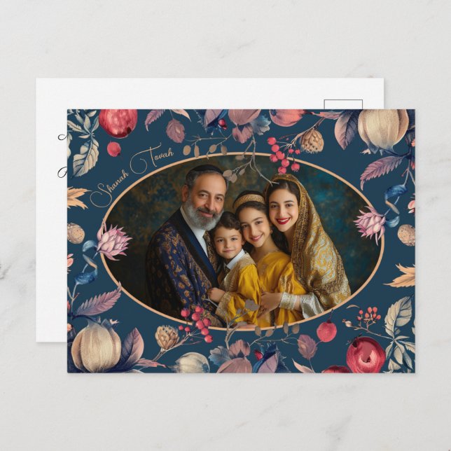 Schöne ✡️ Rosh Hashanah mit Foto Postkarte (Vorne/Hinten)