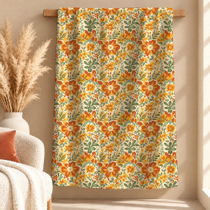 Schöne rostrote Kupfer-Blumen-Boho-Wurfdecke Fleecedecke