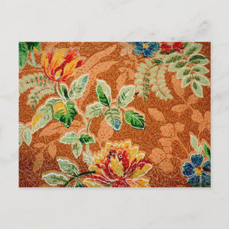 Schöne Rot-Gelb-Vintage Blüte Kunst, Kultur Postkarte
