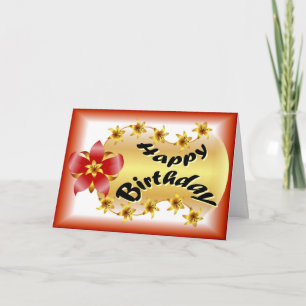Schöne Rot-Gold-Blume zum Geburtstag in Orange Karte