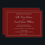 Schöne Rot-Grau-Hochzeit Einladung<br><div class="desc">Dieses schöne rote und graue Farbschema ist ideal für Ihre Hochzeit. Mit einem roten Hintergrund werden Ihre Informationen in einem grauen Rahmen zusammengefasst. Der Text ist auch in dieser ergänzenden grauen Farbe geschrieben. Personalisieren Sie diese Einladungen noch heute!</div>