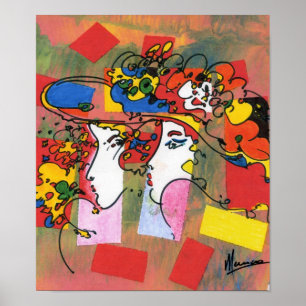 Schöne, rot-orange-gelbe Aquarellmädchen Poster