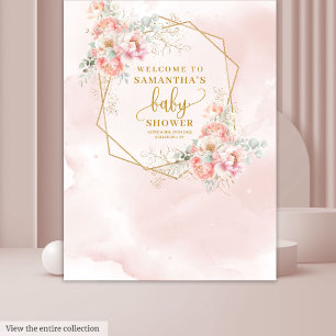 Schöne, rot-rosa Blume Babydusche Hintergrund Wandteppich