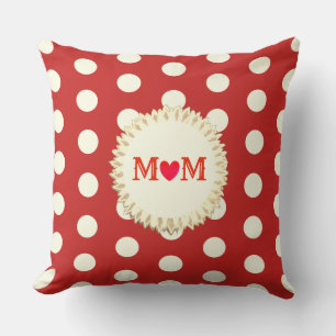 Schöne Rot-Weiß-Mama Polka Dots Kissen