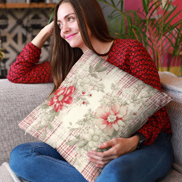 Schöne rot-weiße Karierte Blüte Kissen