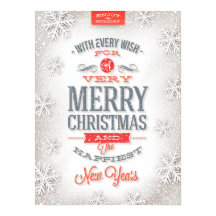 Schöne rot-weiße Typografie Schneeflocken