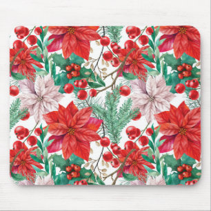 Schöne rot-weiße Weihnachtspoinsettie Mousepad