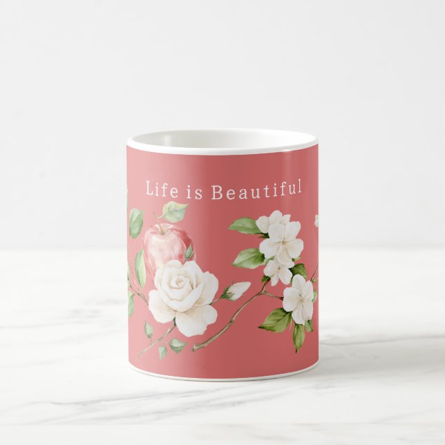Schöne rote Apfelblütenfrucht Kaffeetasse (Mittel)