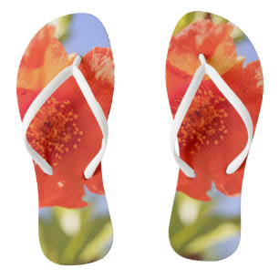 Schöne Rote Blume Blauer Himmel Flip Flops