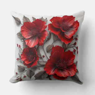 Schöne Rote Blume und Blätter Kissen