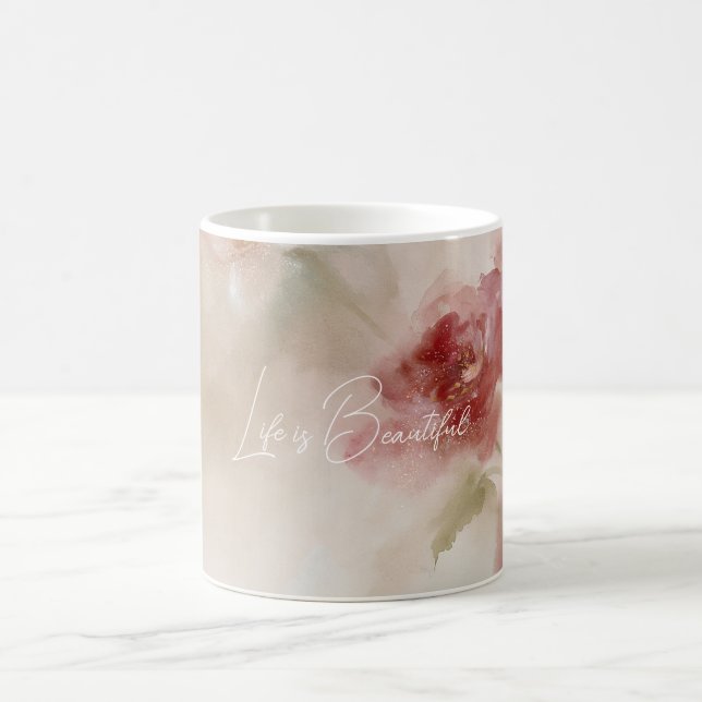 Schöne rote Blütenmuster Kaffeetasse (Mittel)