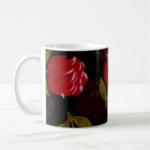 Schöne rote durchsichtige Rosen Stickmuster Kaffeetasse