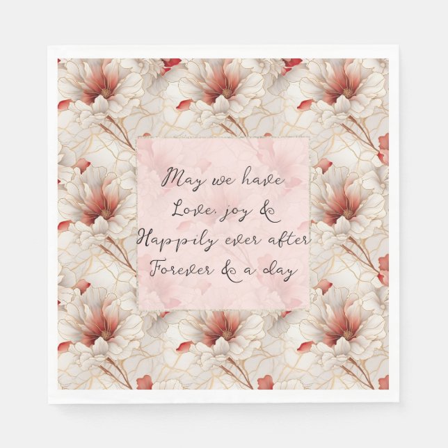 Schöne Rote Flora Romantische Hochzeit Serviette (Vorderseite)