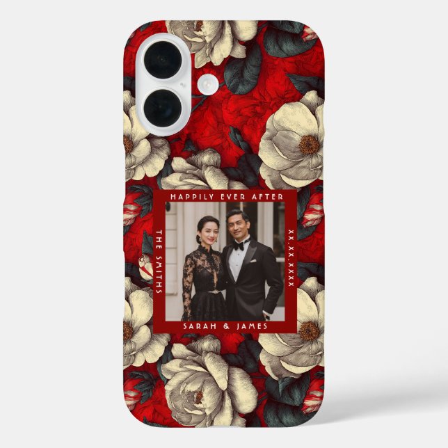 Schöne rote Gardenien-Blütenblätter Boho-Hochzeit Case-Mate iPhone Hülle (Rückseite)