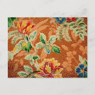 Schöne rote gelbe Vintage-Blumen-Fine-Art Postkarte