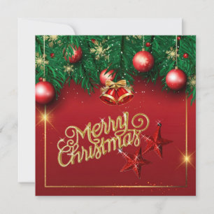 Schöne rote goldene Weihnachtsgrußkarte Einladung