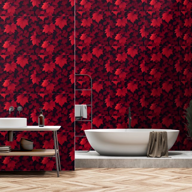 Schöne rote Herbstleaves Tapete (Badezimmer)