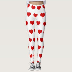 Schöne rote Herzen, weiß gedruckt Leggings