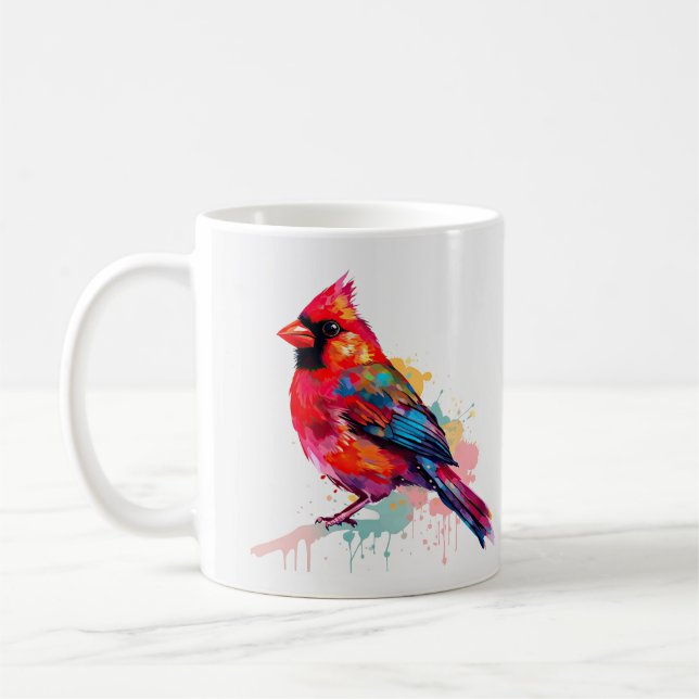 Schöne Rote Kardinal Wasserfarben-Skizze Kaffeetasse (Links)