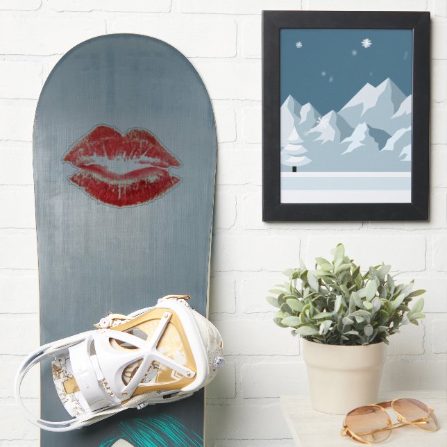 Schöne rote Kuss isolierte Vektor Kunst Aufkleber (Snowboard)