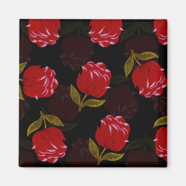 Schöne rote, lichtdurchlässige Rose Stickereimuste Magnet