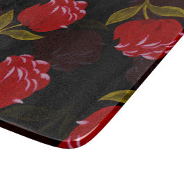 Schöne rote, lichtdurchlässige Rose Stickereimuste Schneidebrett