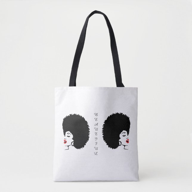 Schöne rote Lippen Afro-Tragetasche (Vorderseite)