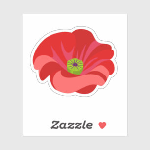 Schöne rote Mohn-Gedenkblume Aufkleber