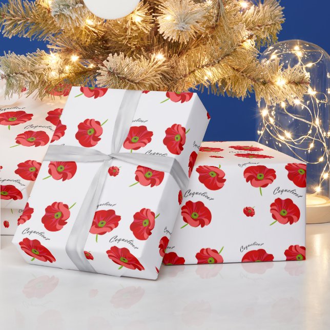 Schöne rote Mohnblume  Geschenkpapier (Feiertage)