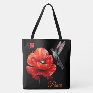 Schöne rote Mohnblume & Kolibri, Frieden