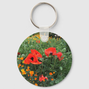 Schöne rote Mohnblume Schlüsselanhänger