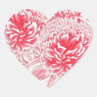 Schöne Rote Peony Heart Sticker