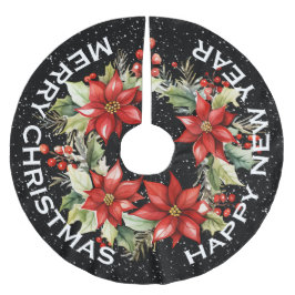 SCHÖNE ROTE POINSETTIA CHRISTMAS WREATH POLYESTER WEIHNACHTSBAUMDECKE