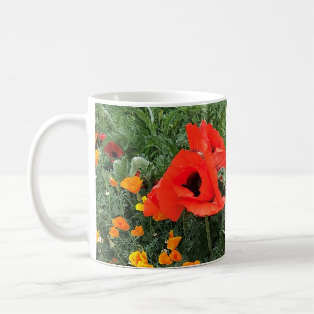 Schöne rote Poppy Kaffeetasse (Links)