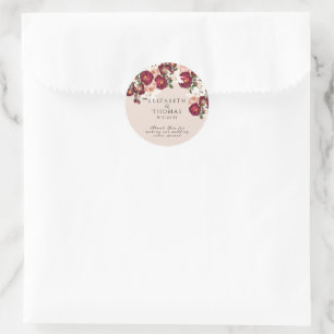 Schöne rote rosa Rosen weiße Lilien Hochzeitsklass Runder Aufkleber