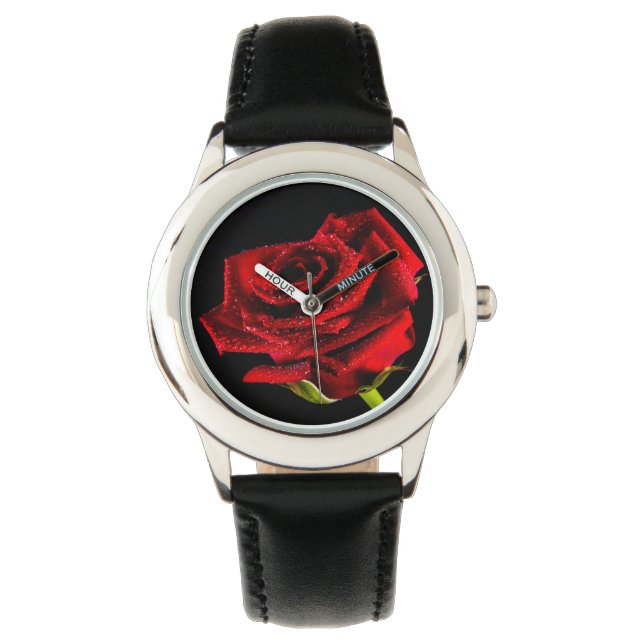 Schöne rote Rose Armbanduhr (Vorderseite)