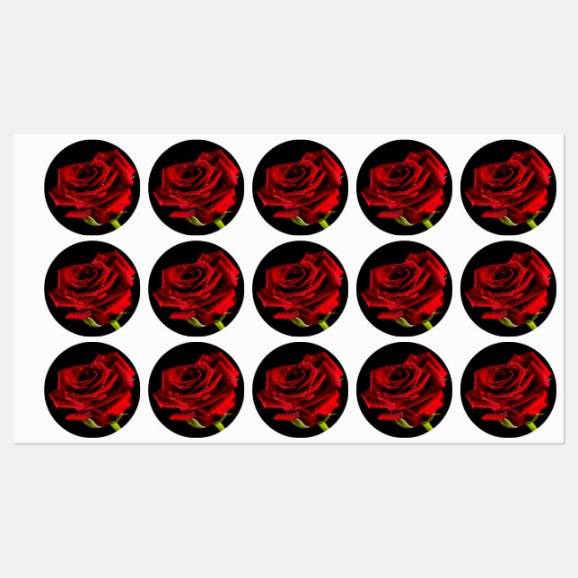Schöne rote Rose Etiketten (Blatt)