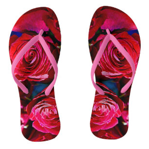 Schöne Rote Rose Flip Flops