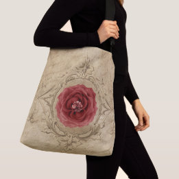 Schöne Rote Rose Floral Tote Tasche