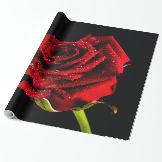 Schöne rote Rose Geschenkpapier (Ungerollt)