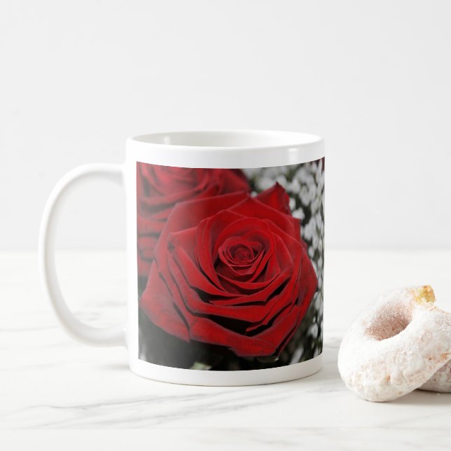 Schöne Rote Rose Kaffeetasse (Mit Donut)