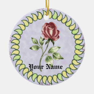 Schöne Rote Rose Keramik Ornament