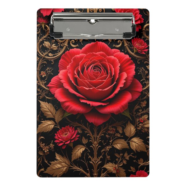 Schöne rote Rose Mini Klemmbrett (Vorderseite)