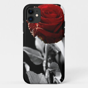 Schöne Rote Rose mit schwarzem u. weißem iPhone 11 Hülle