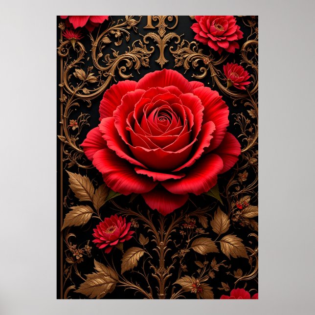Schöne rote Rose Poster (Vorne)